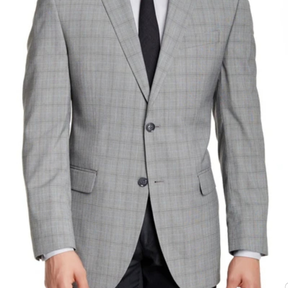 Perry Ellis Men's Grey Plaid Modern Fit